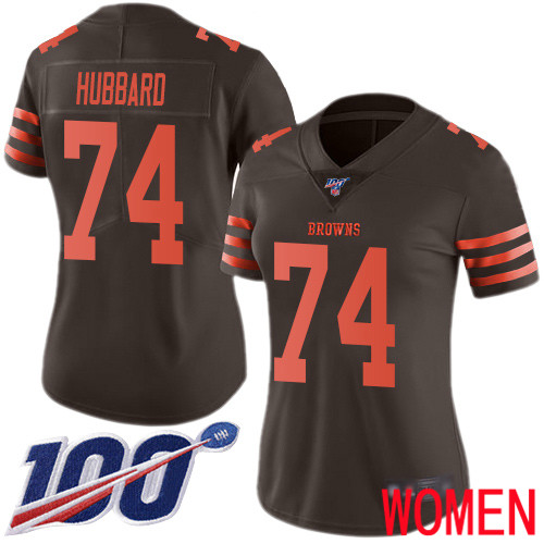Cleveland Browns Chris Hubbard Women Brown Limited Jersey 74 NFL Football 100th Season Rush Vapor Untouchable